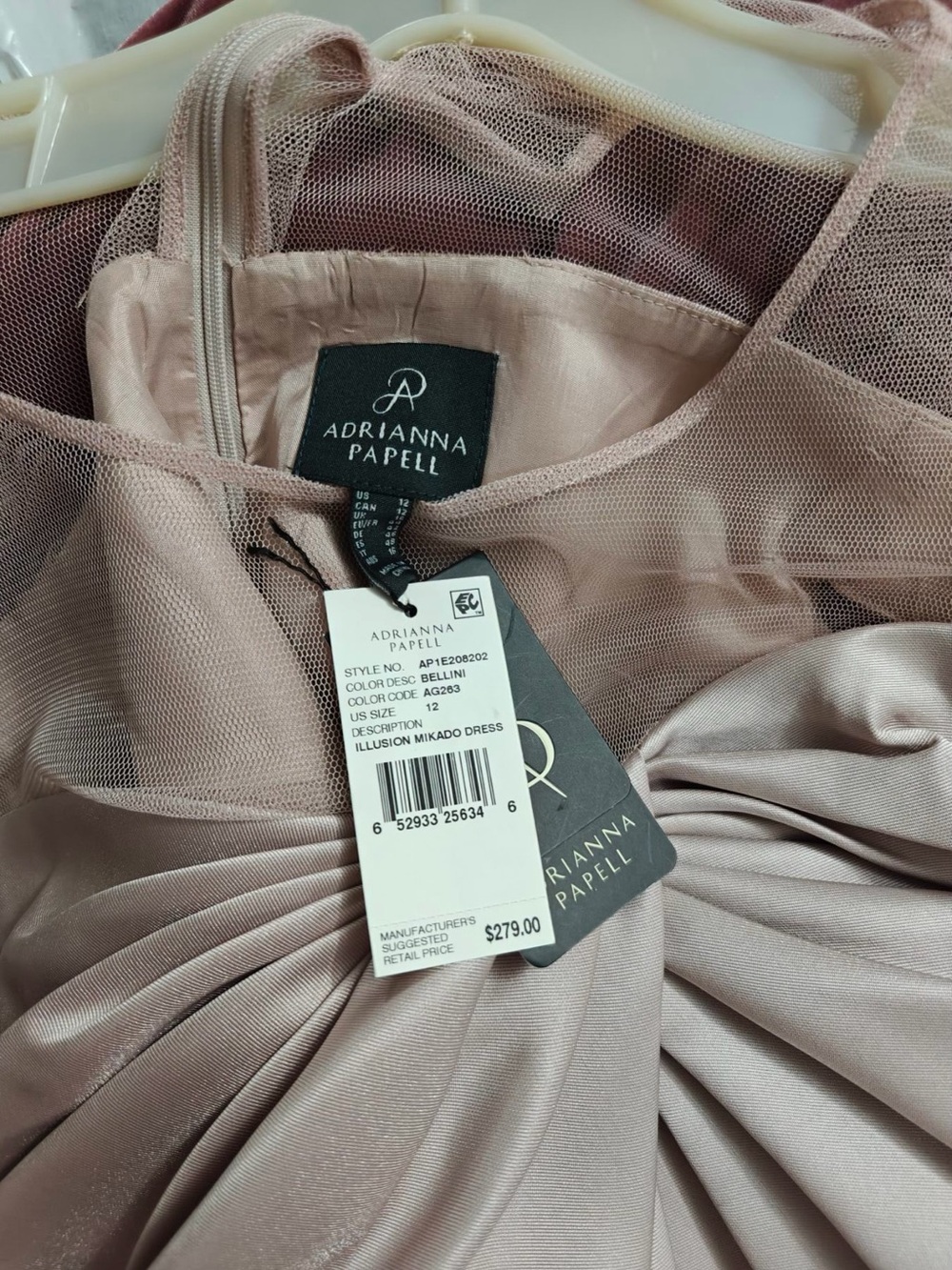 Adrianna Papell Strapless Illusion Mikado Dress in Dusty Rose